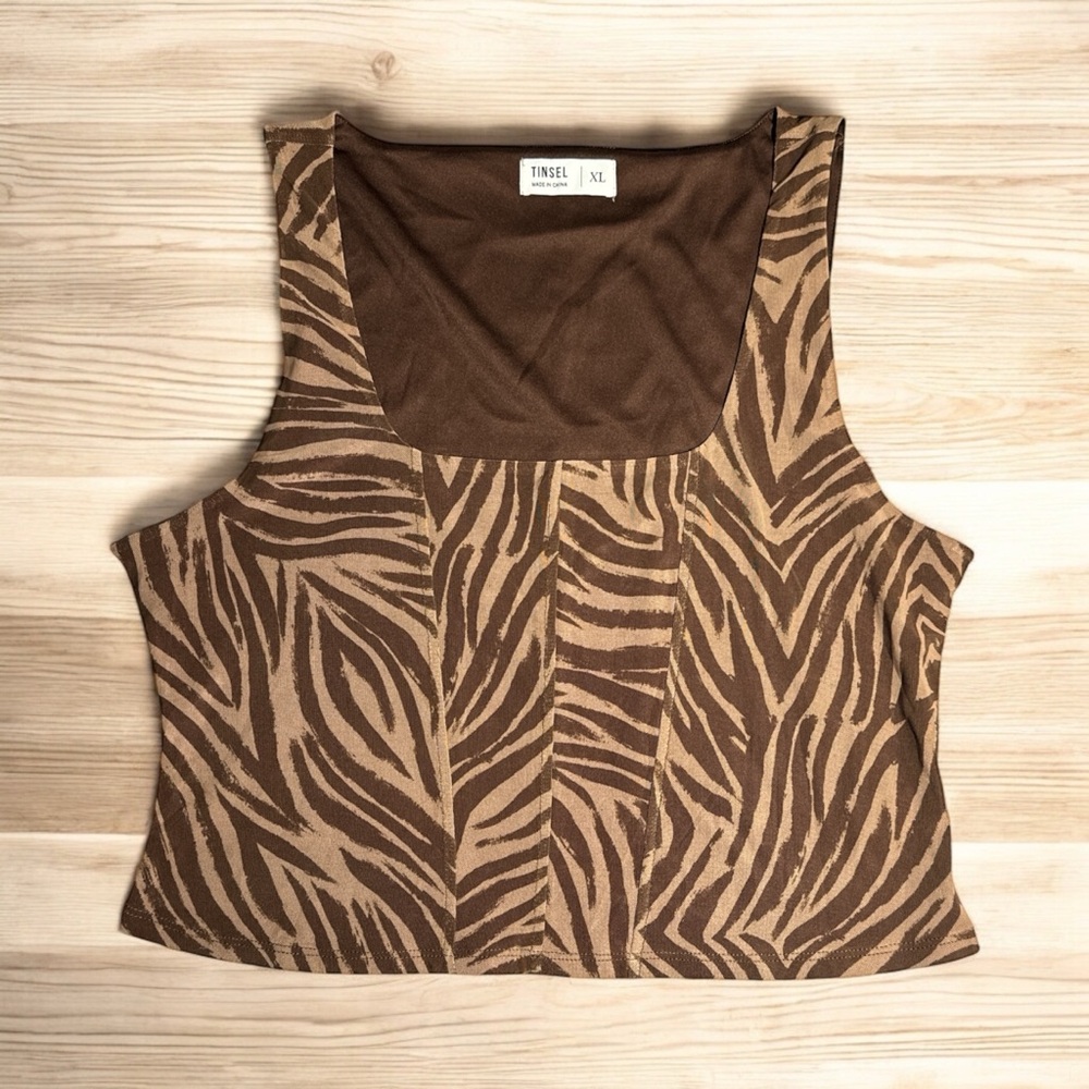 Tinsel brown zebra non structured corset top(XL)
